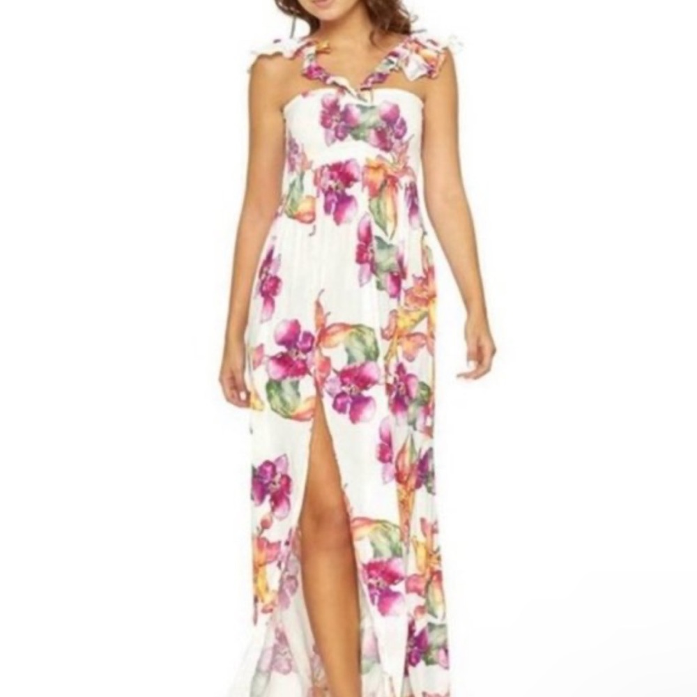 PilyQ Ashlyn Floral Print Cover Up Maxi Dress - Size XS/S
